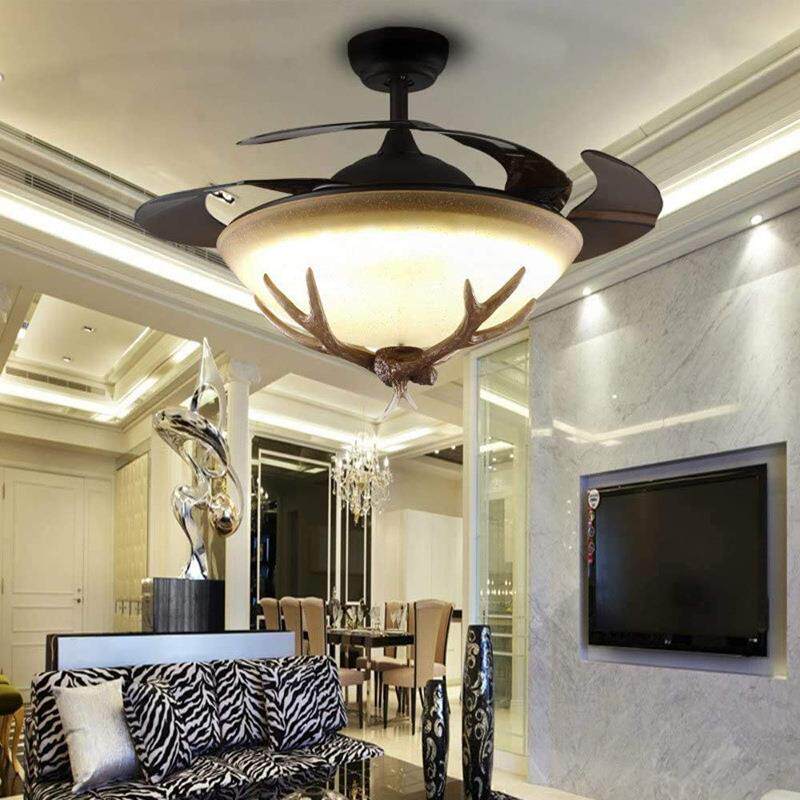 美式工业风酒吧台风扇561鹿吊灯角复古室吊扇灯服装店家用卧风扇