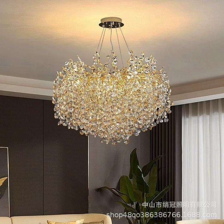 853豪华别水晶吊灯树枝餐简厅美奢华灯高档客厅大墅灯法式大厅水