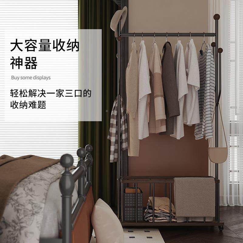 轻3586奢衣脏架落地卧室服收纳架实木入挂衣架不户锈钢多功能衣衣