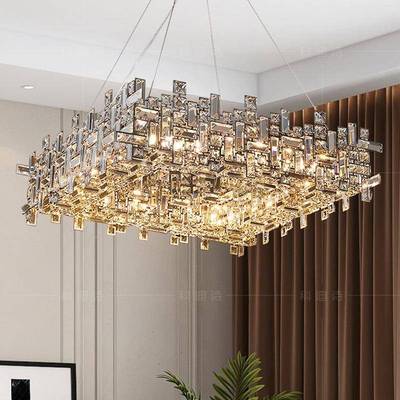 意轻奢水晶中客838厅吊设灯创意高档大气别墅计师主卧室餐厅式山