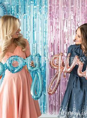 性别示g装饰503套装婴儿性别揭y露派对boor揭ril气球桌布一次餐盘