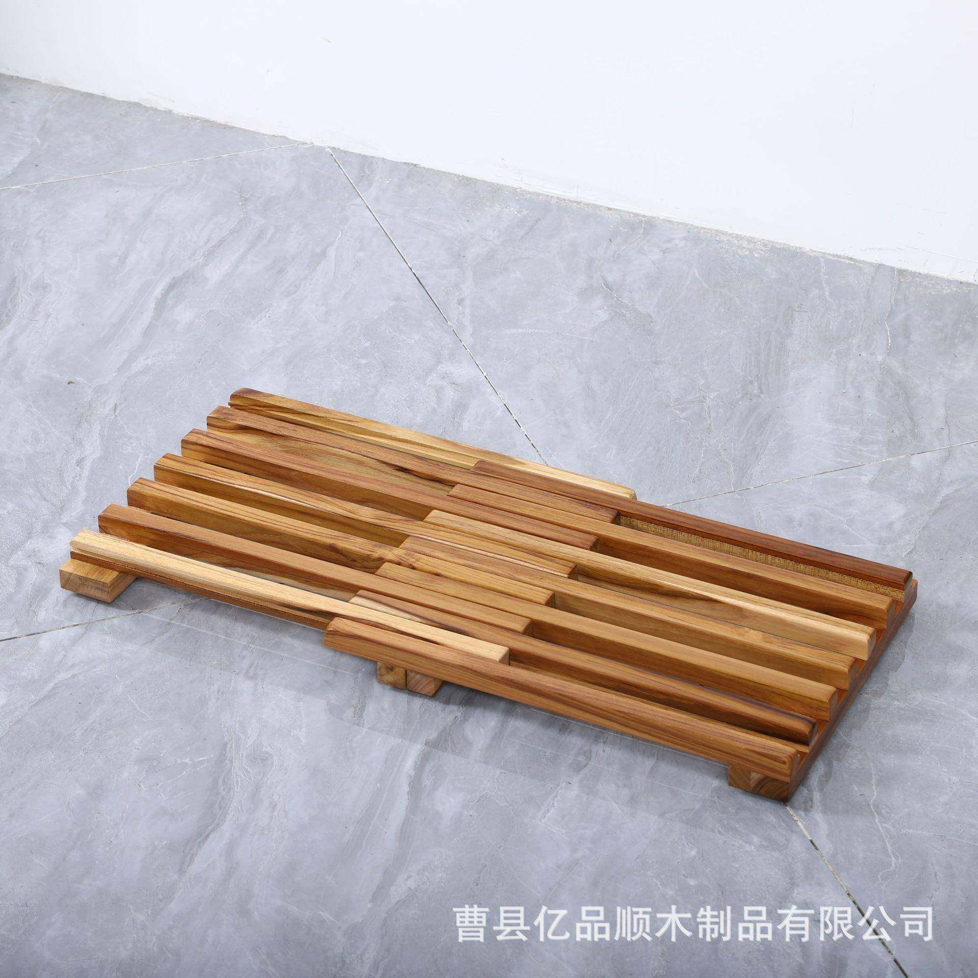 厂家现货柚木浴室防149滑用垫家实卫生间室浴木缸防滑垫木浴质踏
