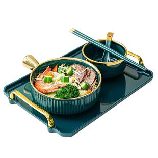 家用 0WYVF766H9HS高颜碟值泡面碗陶带把手瓷柄碗一人食餐具碗套装