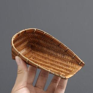 手工编织竹则茶编小簸箕赏茶荷安吉茶具竹cz020618厂家直竹销