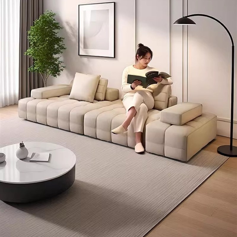 意式极简劳伦斯沙发客厅民宿轻奢小户型皮艺沙发直排Y皮革双人沙