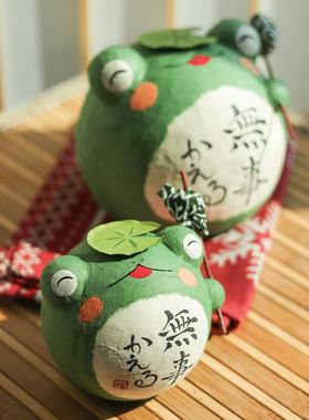 日本进口龙虎堂和纸旅行青蛙桌面摆件吉祥物车载摆件手工制作送礼