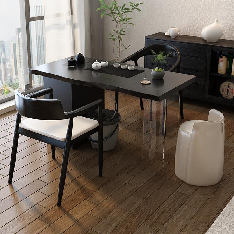 侘寂风实木原木阳台泡茶桌新中式小茶台茶盘一体简约家用休闲茶几