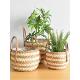 家稻草花篮超大花盆盖斯堪 纳维亚客厅挎包香蒲编织篮饰品藤篮装