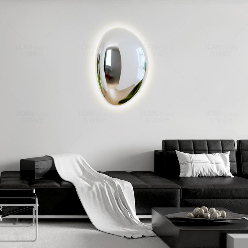 意大利设计师客厅水银壁灯后现代创意鹅卵石展厅卧室床头背景墙灯