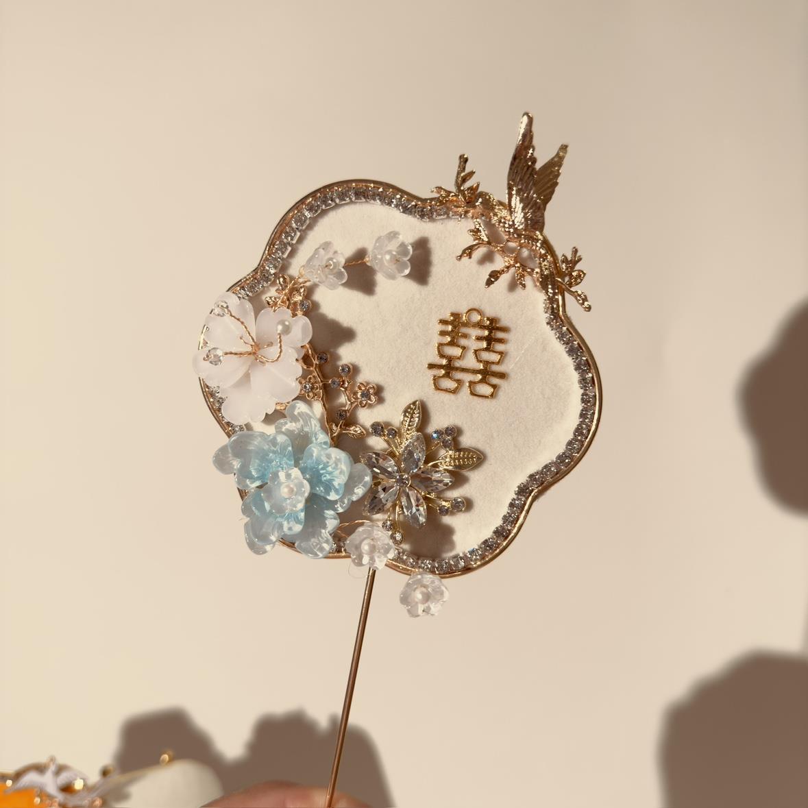 团扇新娘结婚秀禾高级喜扇婚礼中式婚扇喜扇迷你扇子却扇