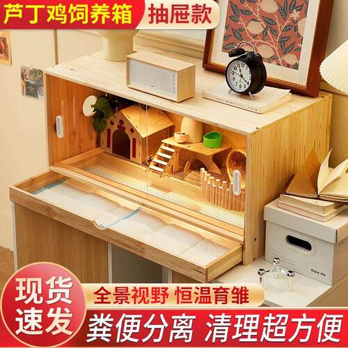 芦丁鸡饲养箱抽屉式全套卢丁鸡专用笼子造景恒温育雏箱幼鸡保温箱