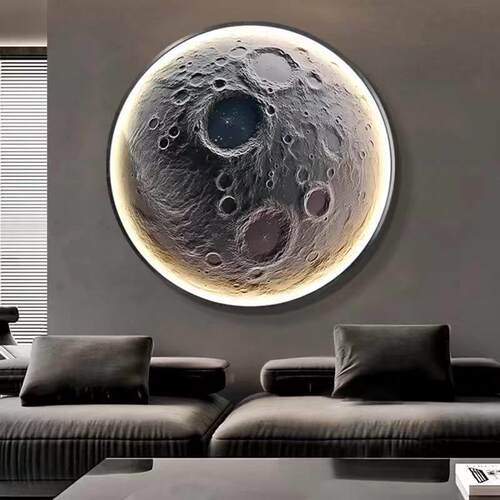 现代月球发光壁画 画灯饭厅网咖电竞艺术个性创意背景墙室内外壁