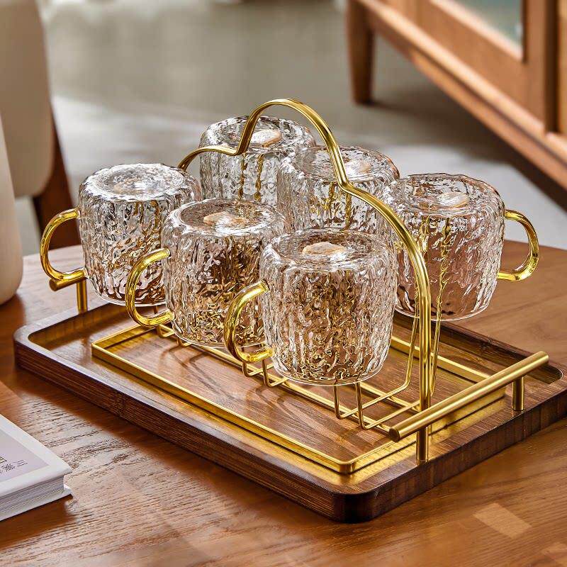 玻璃杯家用耐高温带把手大容量水杯高级感轻奢办公室待客茶杯套装