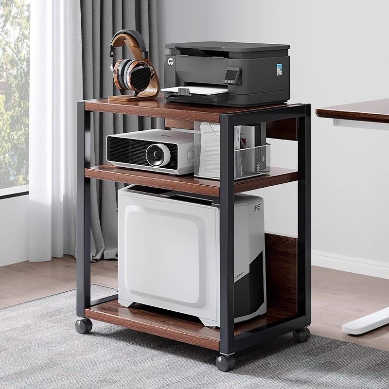 可移动办公室落地打印机置物架多层收纳书架带轮小型电脑主机托架