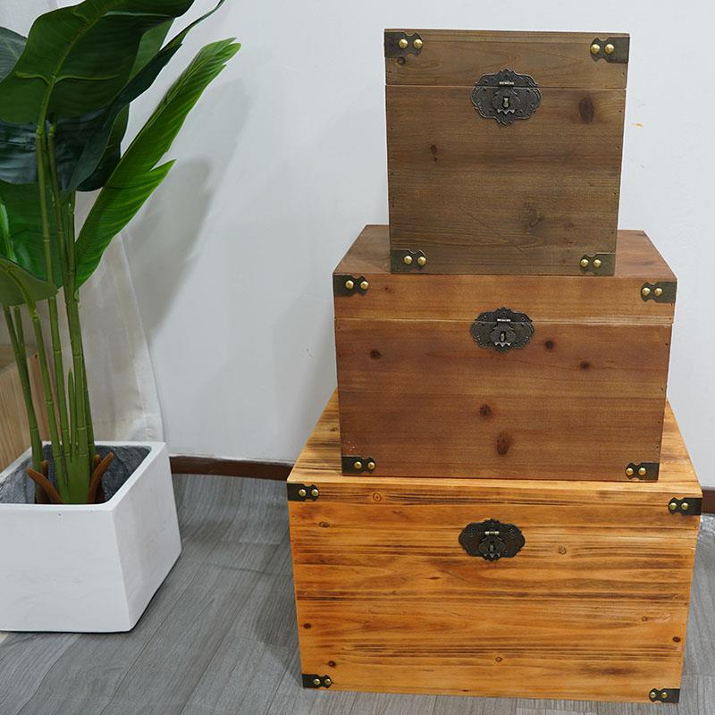 木箱收纳箱复古做旧储物木箱子老式原木拍摄装饰储物盒定制实木箱