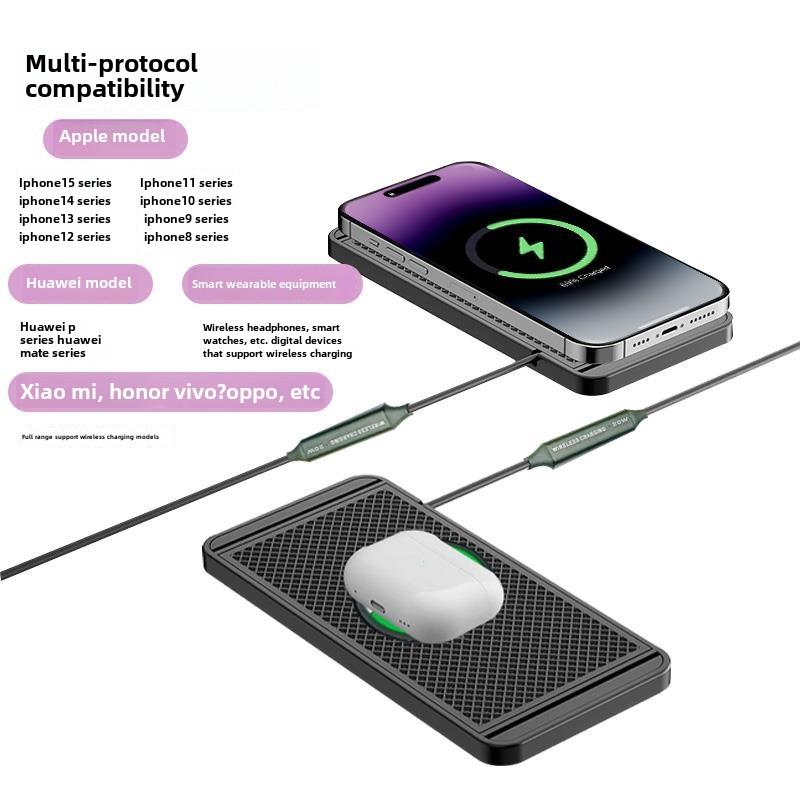 车载无线充电板20W手机无线充电器车载通用改装模块超薄防滑垫板