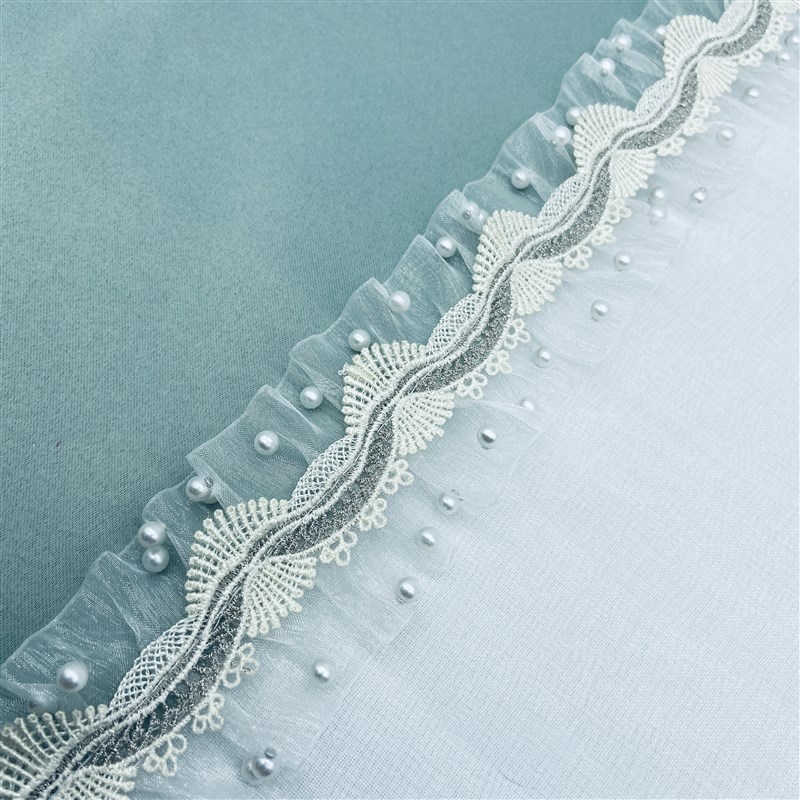 窗帘蕾丝花边欧根纱韩纱水溶刺绣法式轻奢立边白色窗纱装饰辅料