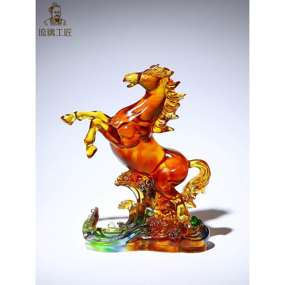 琉璃马到成功工艺品生肖红色马摆件吉祥物客厅高级感轻奢装饰礼物