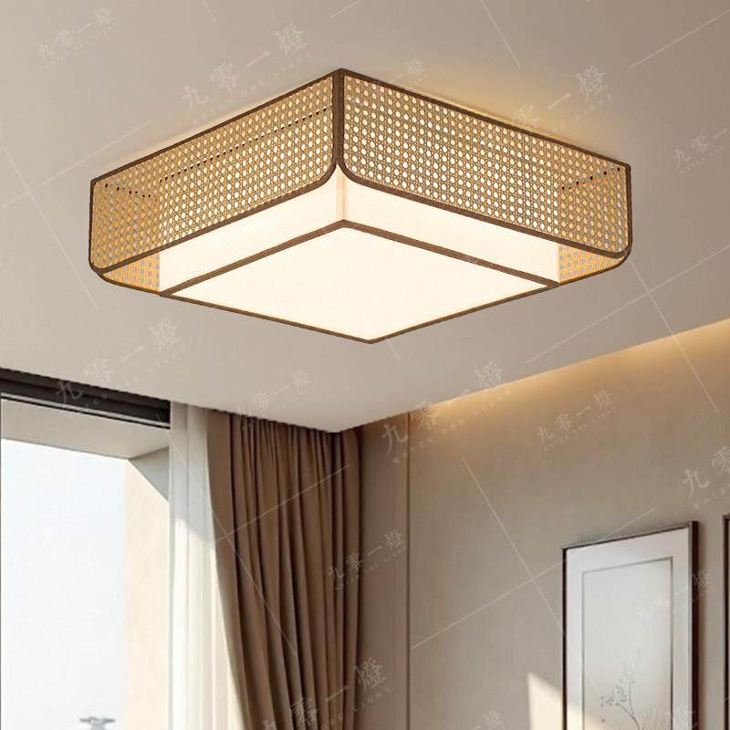 宋代美学卧室吸顶灯新中式简约创意客厅书房餐厅方形藤编布艺灯,家装灯饰光源,餐厅/卧室/书房吸顶灯,淘宝优惠券,粉丝福利购,淘宝优惠卷