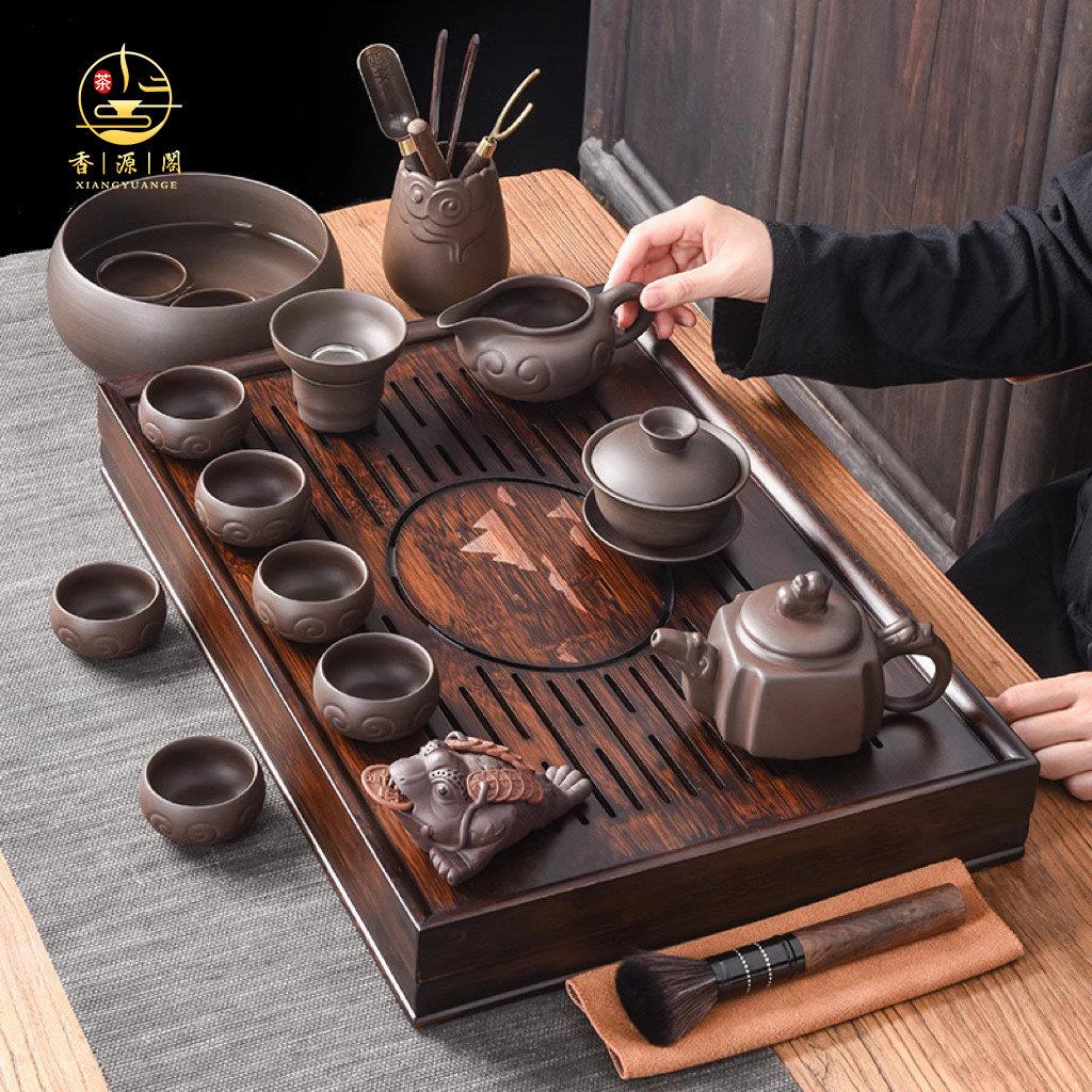 紫砂功夫茶具套装家用高端中式手工紫砂泡茶壶茶杯茶盘整套礼盒装