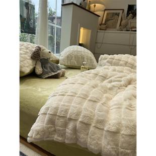 ins加厚牛奶绒少女心獭兔绒法兰绒双面保暖四件套珊瑚绒1.5m1.8冬