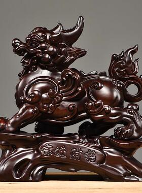 黑檀木雕貔貅摆件皮丘办公室桌貔貅装饰开张店铺开业实木工艺礼品