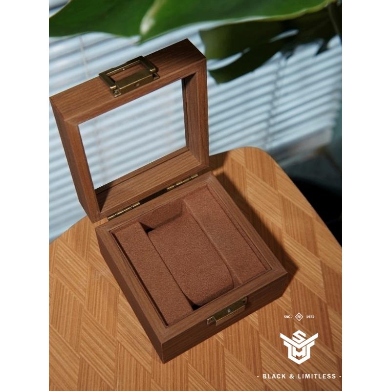 手表收纳单表位黑胡桃木纹高档木质表盒机械腕表展示收藏包装礼盒
