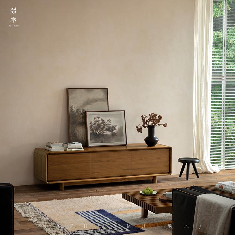 叕木|柚木电视柜北欧复古风纯实木客厅抽屉储物柜小户型家用地柜