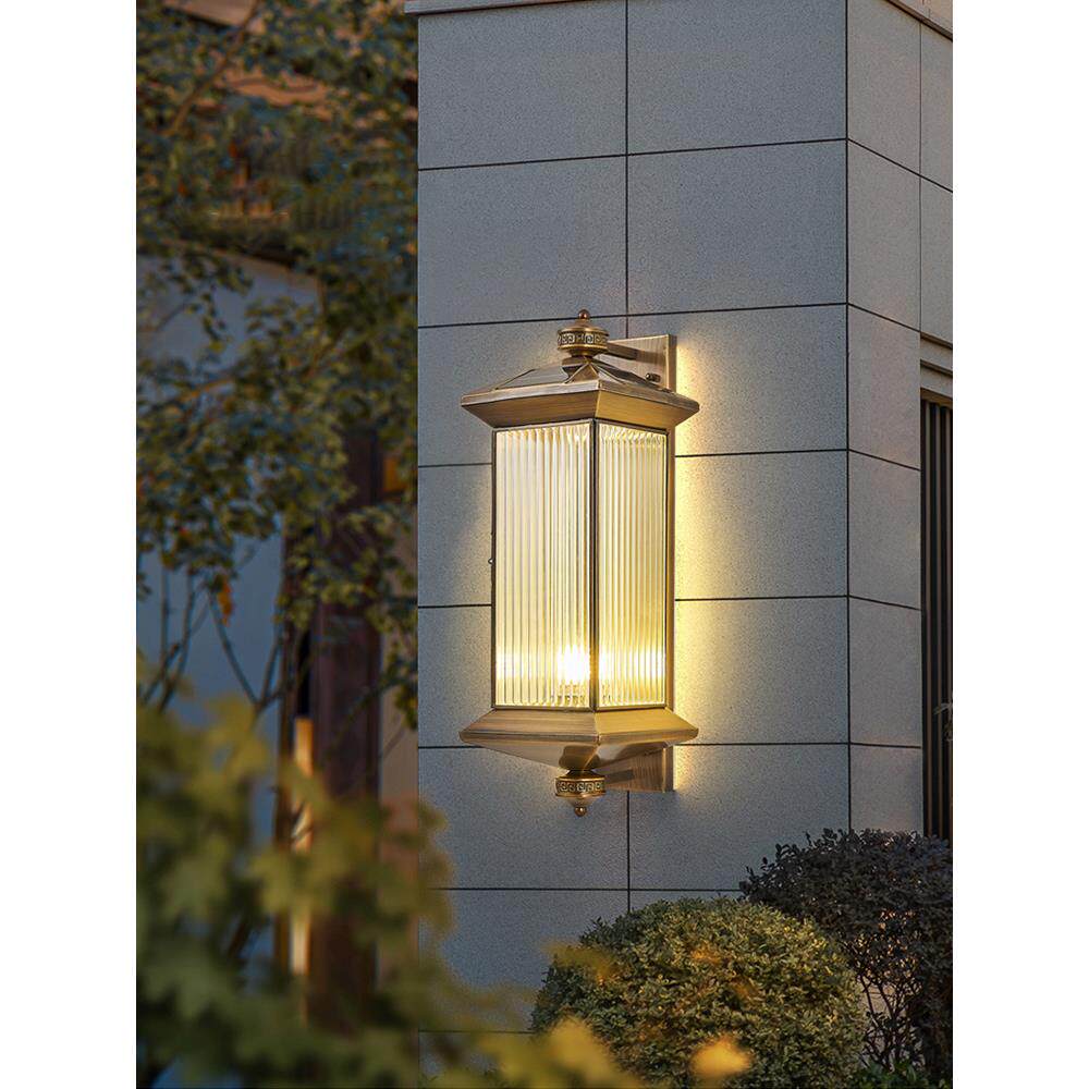 全铜太阳能户外防水壁灯别墅庭院外墙户外屋檐灯室外院子大门两侧