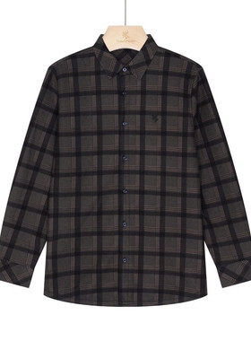 保罗·彼得 专柜同款男士保暖简约休闲日常格子加绒衬衫MMCD58670