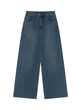 保罗·彼得 专柜同款 女士复古美式简约阔腿直筒牛仔裤BLFAN00780