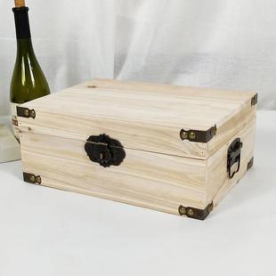 木箱子带锁定做实木收纳箱家用大号复古装饰道具储物箱木箱百宝箱