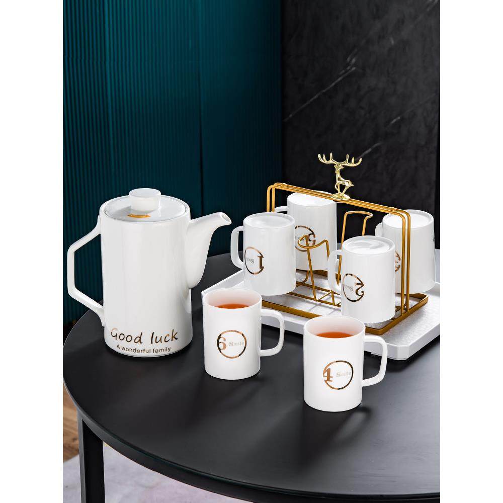 水杯礼盒套装礼品镀金数字区分家用杯子水套装2024新型陶瓷耐高温,餐饮具,水具套装,淘宝优惠券,粉丝福利购,淘宝优惠卷