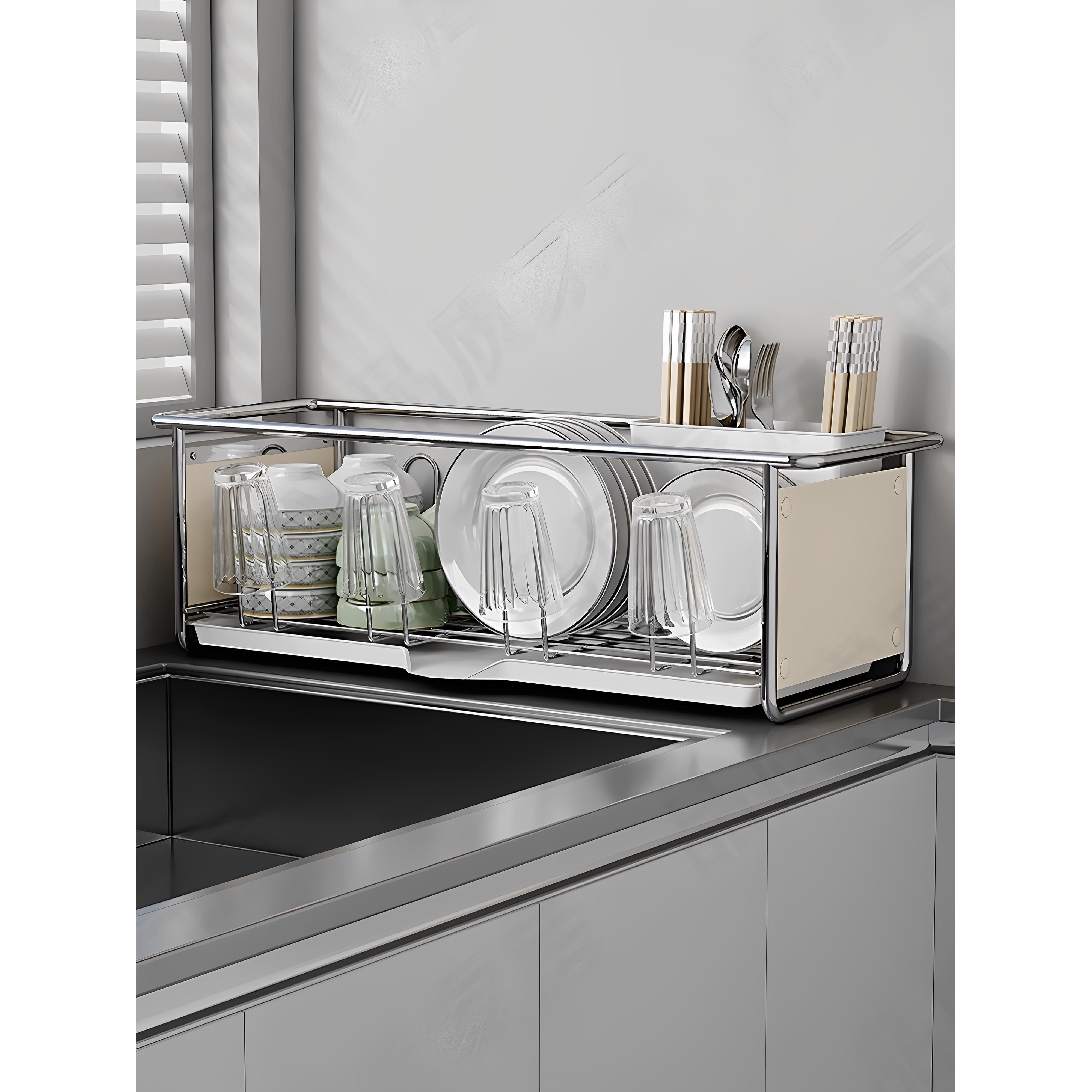 德国厨房不锈钢碗碟收纳架水槽置物架水池沥水碗架放碗盘碗筷杯子