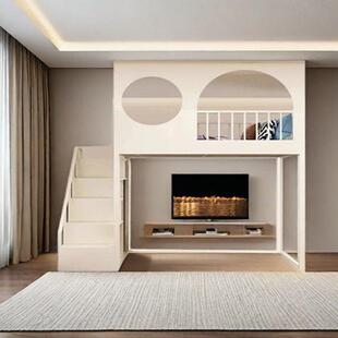 小户型省空间阁楼床儿童床复式单上层铁架床铁艺高架床铁艺树屋床