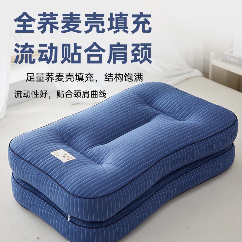 全荞麦皮枕头护颈椎助睡眠夏季家用宿舍单人全棉荞麦壳枕芯一祇装