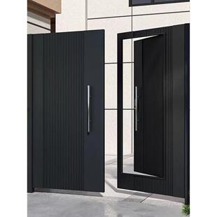 简约镀锌钢单双开门铝艺自建房院落门铝合金别墅户外庭院大门定制