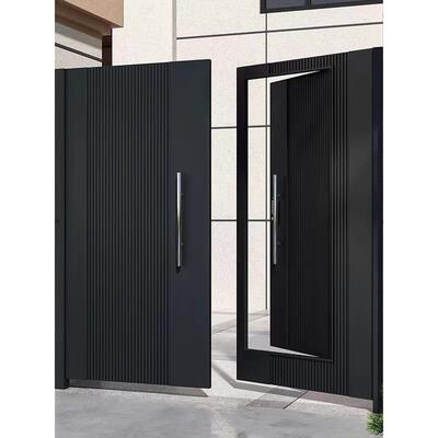 简约镀锌钢单双开门铝艺自建房院落门铝合金别墅户外庭院大门定制