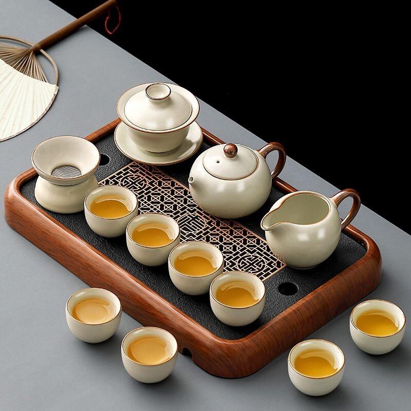 唐丰汝窑功夫茶具套组家用高档陶瓷茶杯茶盘喝茶茶具2026新款泡茶