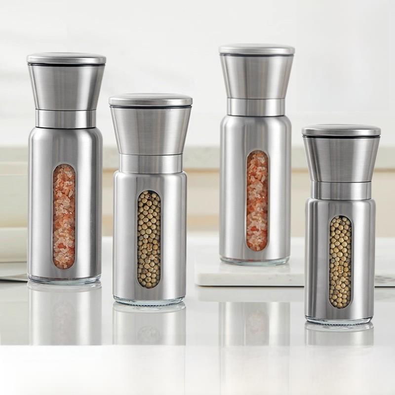 日本进口胡椒研磨器手动磨海盐花椒粒胡椒神器调料瓶不锈钢研磨瓶