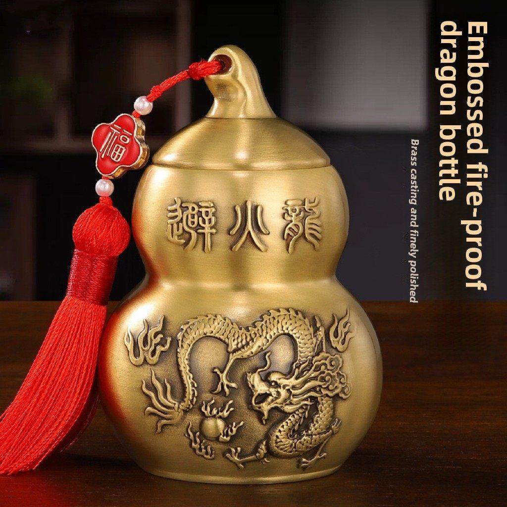 厨房碧火辟火避火龙瓶离火铜葫芦纯黄铜加大号炉摆件东北角黄碎石