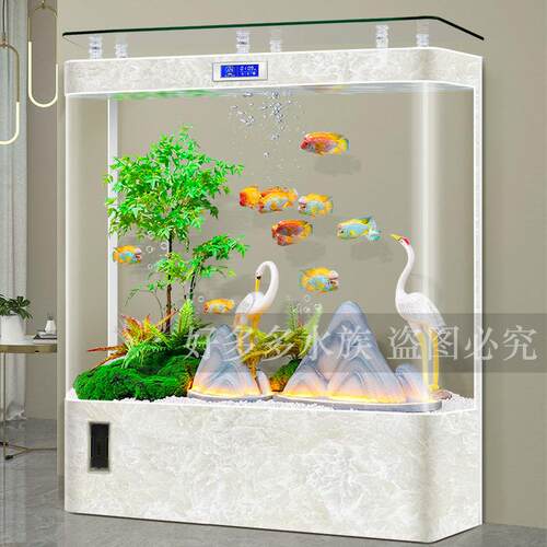 热弯一体成型鱼缸客厅2025新款家用落地靠墙中大型智能生态水族箱