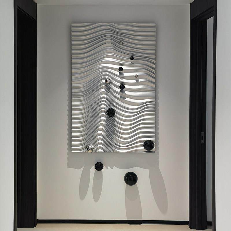 简约不锈钢球客厅装饰画 画创意立体浮雕实物画 画大气玄关走廊过