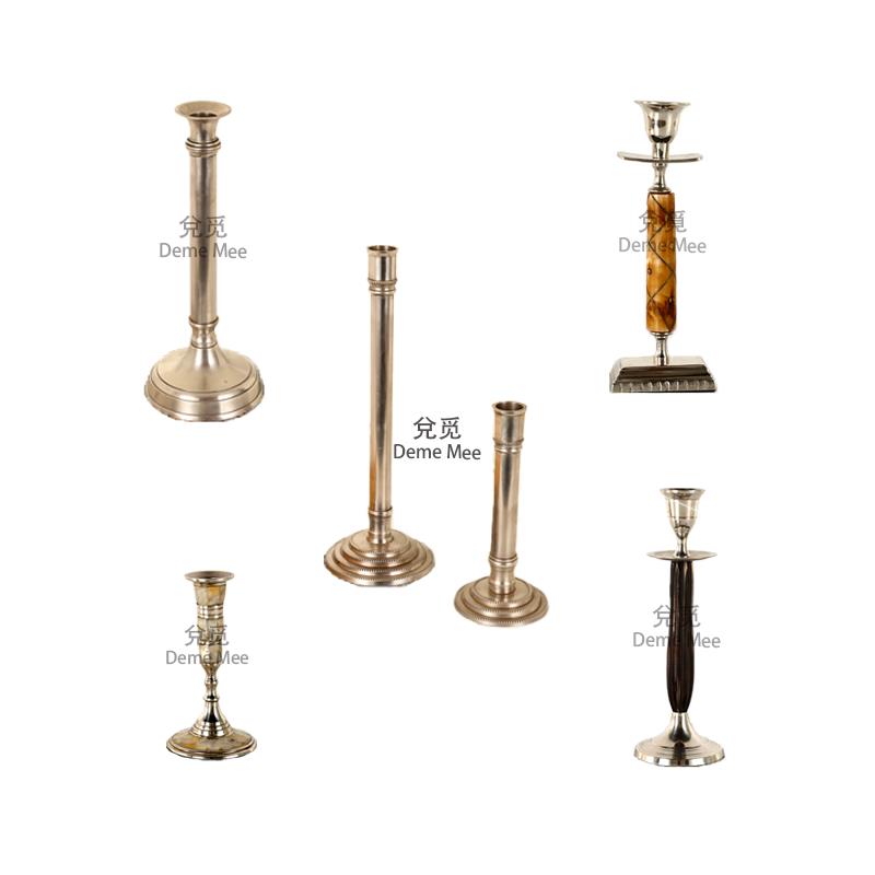 印度进口黄铜镀银单头烛台桌面摆件高端家用饭厅复古软装饰品