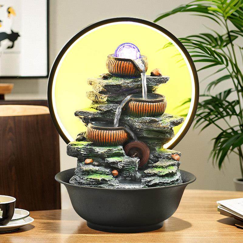 小型假山流水喷泉客厅招财风水轮办公室桌面生财风水球循环水摆件,家居饰品,装饰摆件,淘宝优惠券,粉丝福利购,淘宝优惠卷