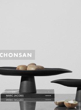 欧式树脂餐桌高脚果盘摆件软装售楼处家居客厅电视柜茶几收纳托盘