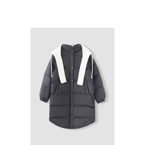 《丽丽姐专享》可拆卸针织连帽中长款羽绒服多色HWZY053X