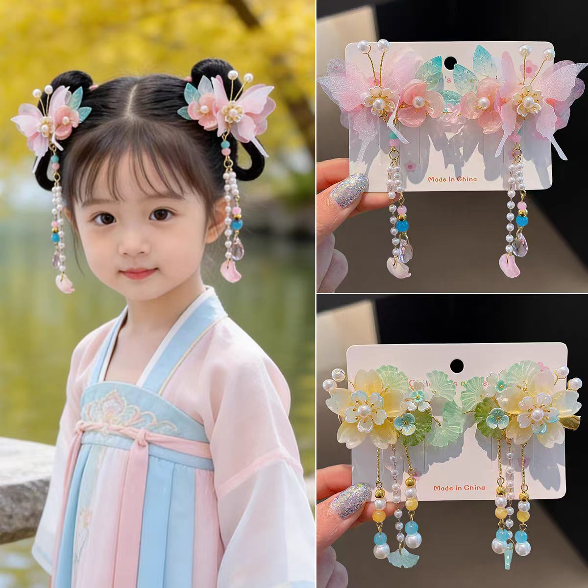 女童古风汉服发夹头饰小女孩流苏