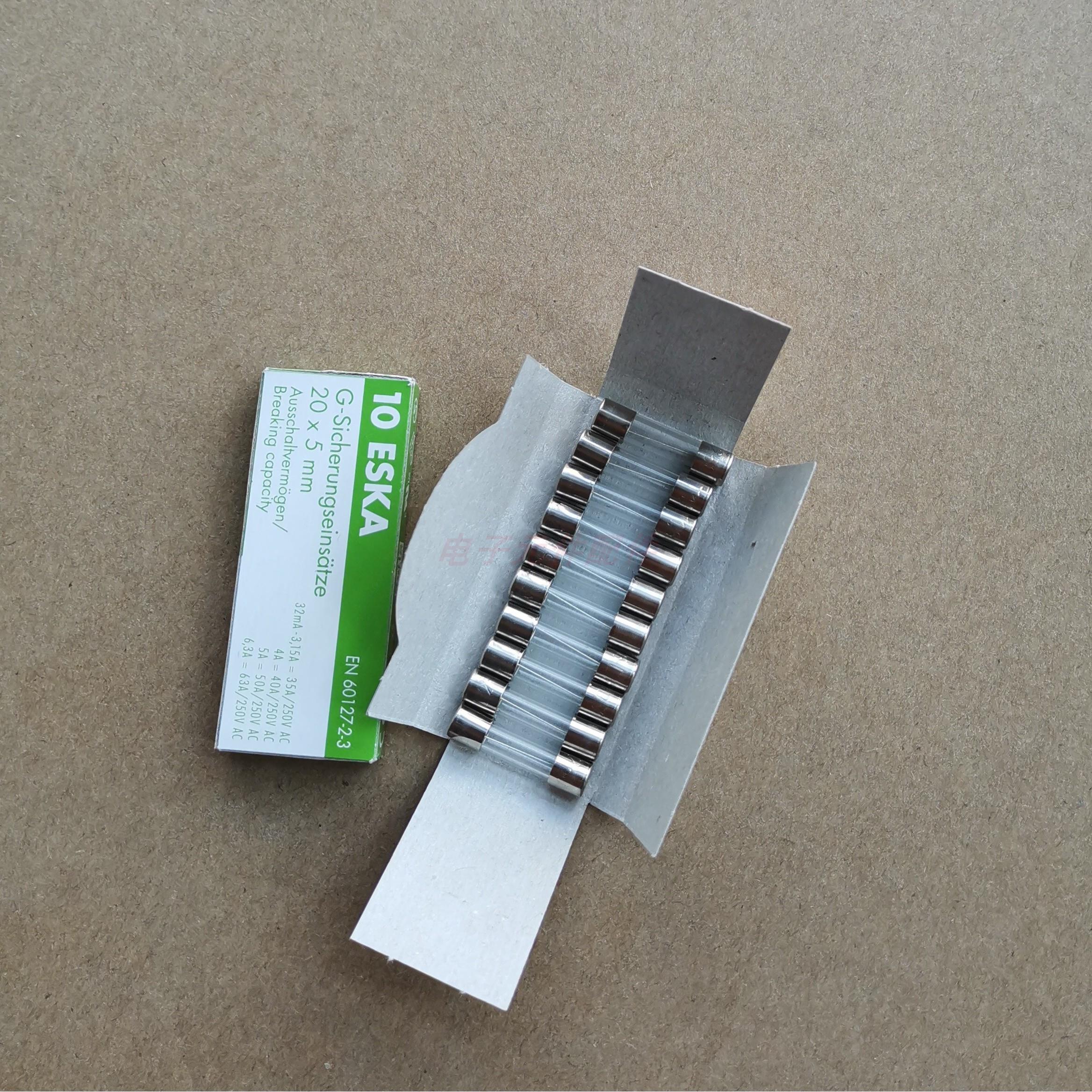 德国ESKA保险丝熔断器5*20 慢速延时T1L250V，玻璃管材质一盒10个