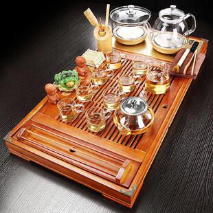 全自动玻璃底部上水电茶炉茶具套装家用一体实木茶盘整套轻奢茶台